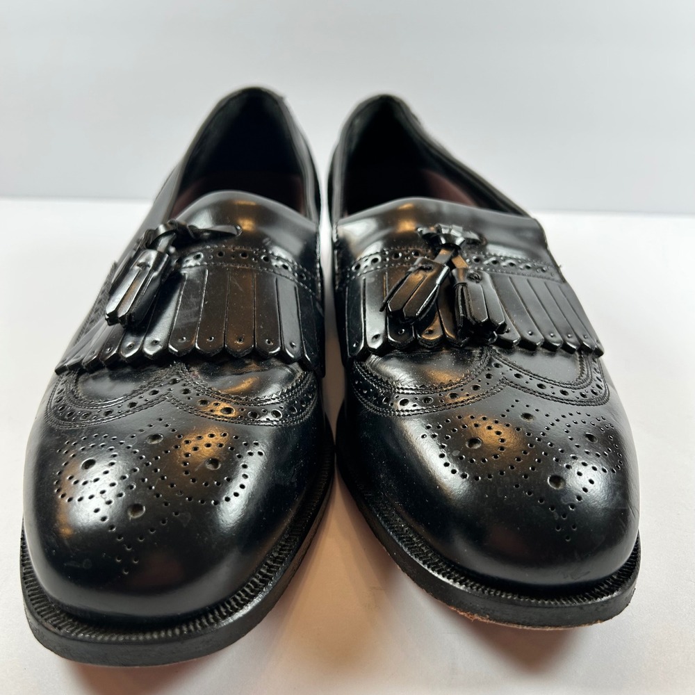 Florsheim Mens Black Leather Tassel Kiltie Wingtip Loafer Dress Shoes Size 9.5 D - Picture 2 of 8